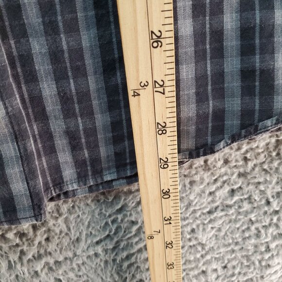 Ashworth Shirt Mens Large Navy Blue & Gray Long-Sleeve Plaid Button-Up - Picture 4 of 8